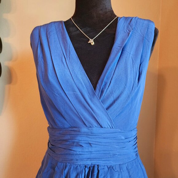 Aryn K: Navy Silk Cocktail Dress NWOT - Picture 3 of 7